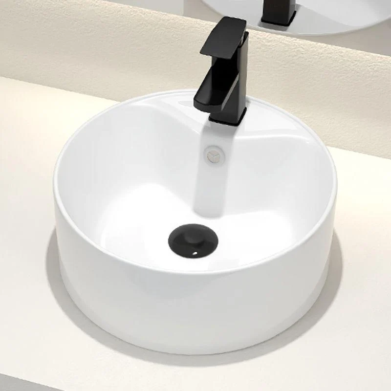 Round Vessel Bathroom Sink Vitreous China Vessel Lavatory Sink -Bathlova