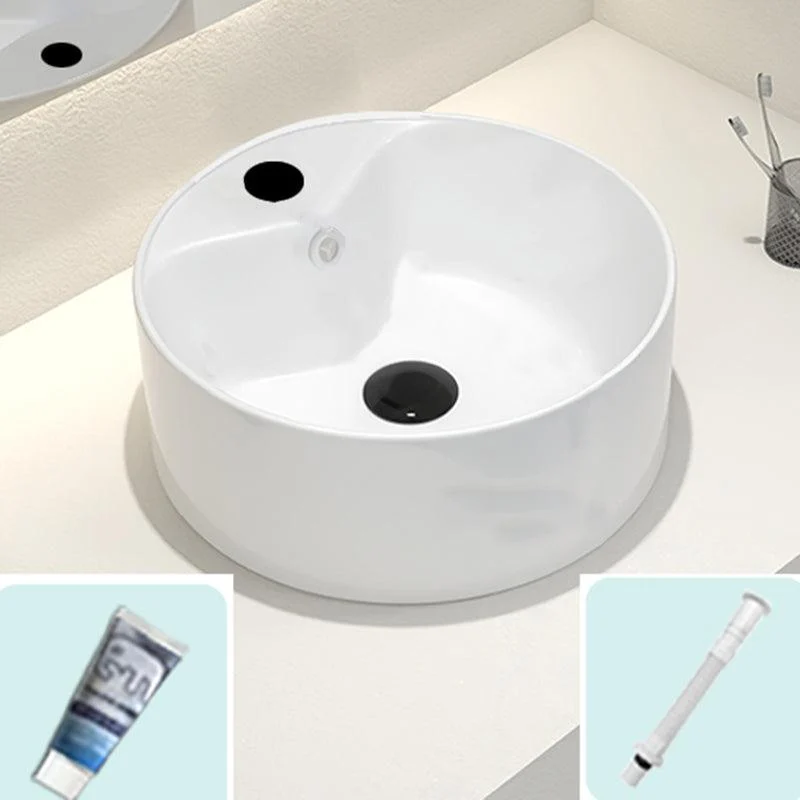 Round Vessel Bathroom Sink Vitreous China Vessel Lavatory Sink -Bathlova