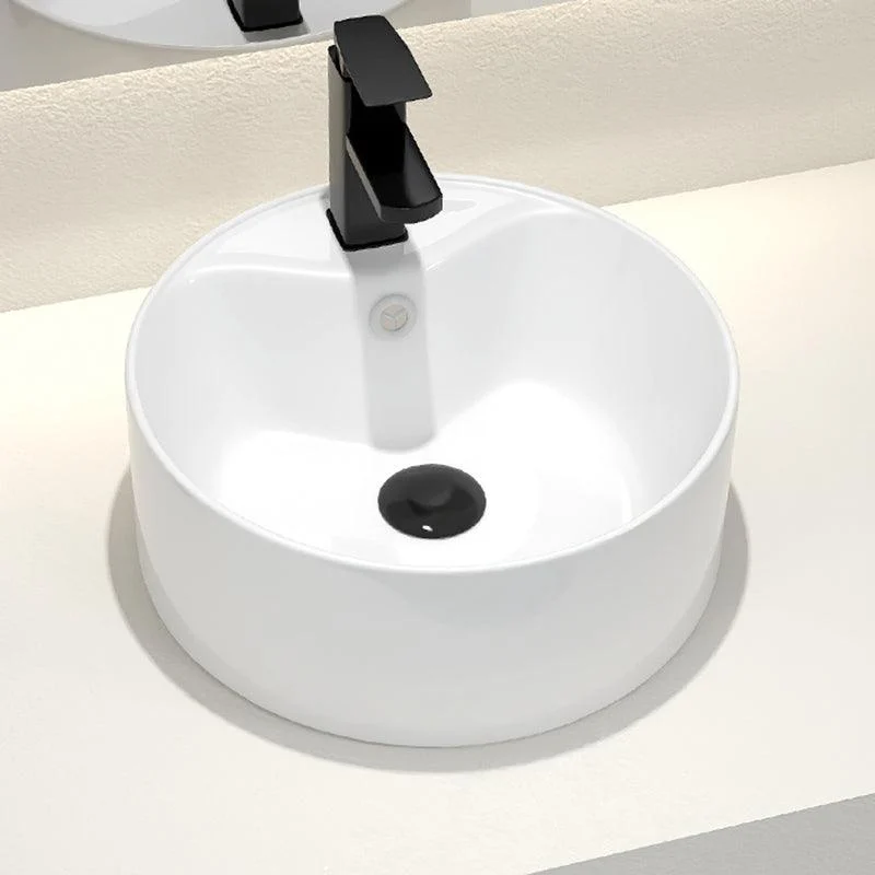 Round Vessel Bathroom Sink Vitreous China Vessel Lavatory Sink -Bathlova