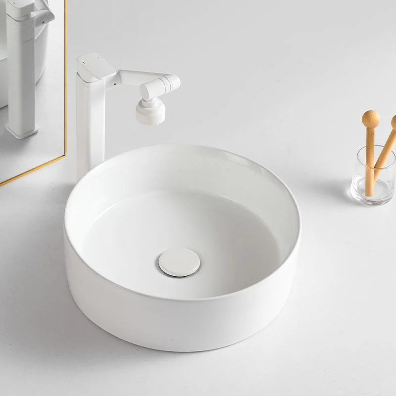 Round White and Orange Trough Bathroom Sink Porcelain Trough Bathroom Sink -Bathlova