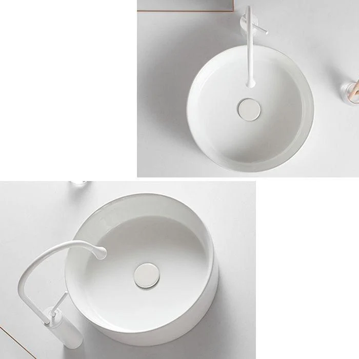 Round White and Orange Trough Bathroom Sink Porcelain Trough Bathroom Sink -Bathlova