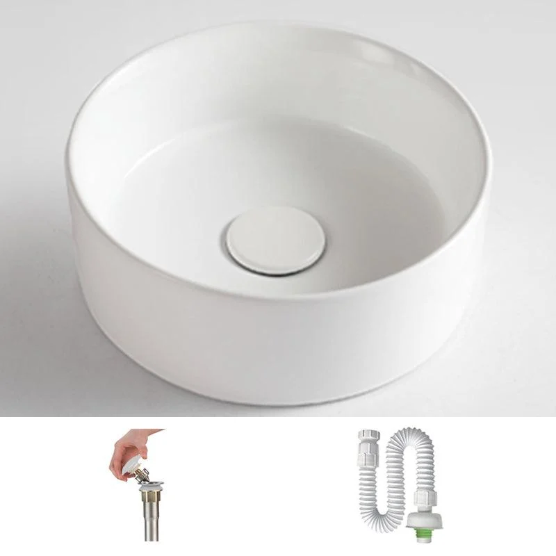 Round White and Orange Trough Bathroom Sink Porcelain Trough Bathroom Sink -Bathlova