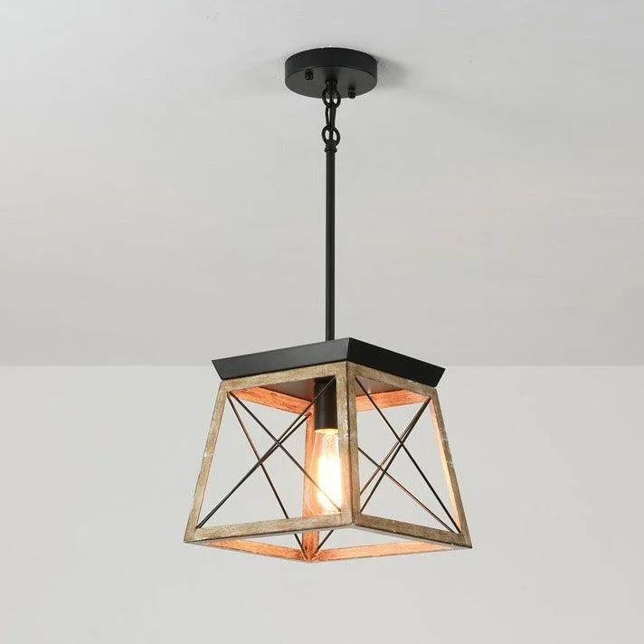 Rustic Wood Pendant Lantern -Bathlova