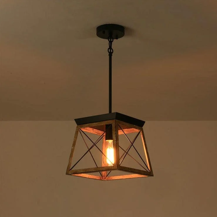 Rustic Wood Pendant Lantern -Bathlova