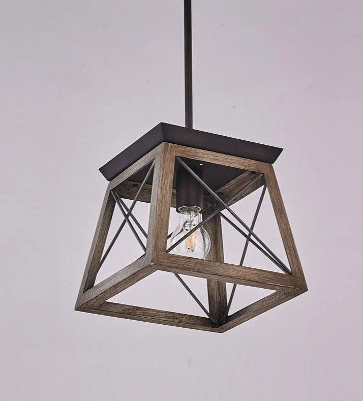 Rustic Wood Pendant Lantern -Bathlova