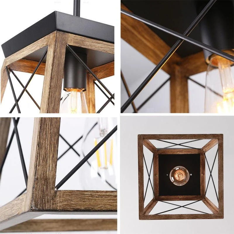 Rustic Wood Pendant Lantern -Bathlova