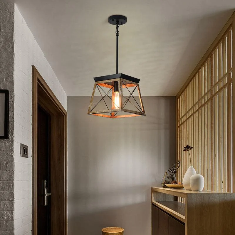 Rustic Wood Pendant Lantern -Bathlova