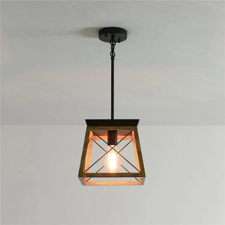 Rustic Wood Pendant Lantern -Bathlova