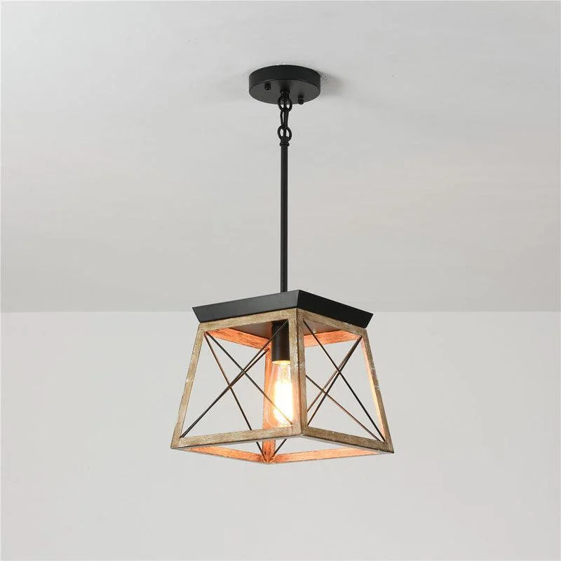 Rustic Wood Pendant Lantern -Bathlova