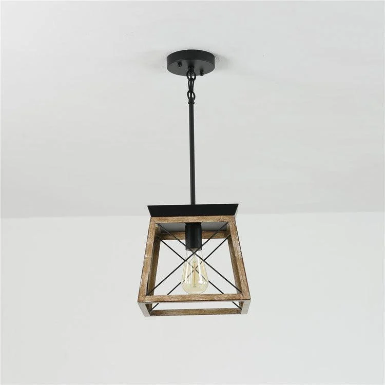 Rustic Wood Pendant Lantern -Bathlova