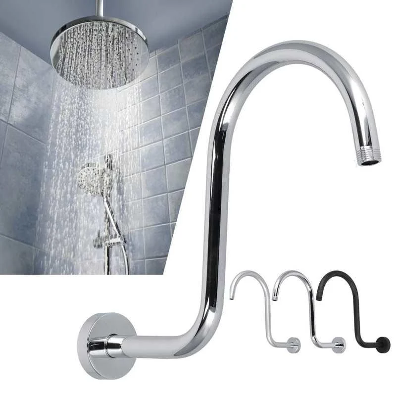 S Shape Gooseneck Shower Head Extension Arm Wall Mounted Bathroom -Bathlova