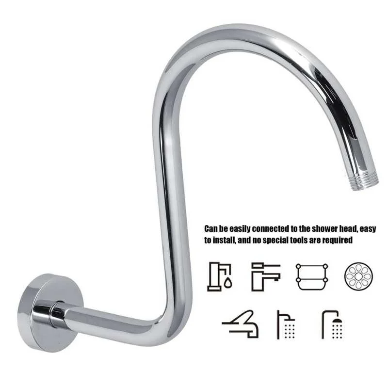 S Shape Gooseneck Shower Head Extension Arm Wall Mounted Bathroom -Bathlova