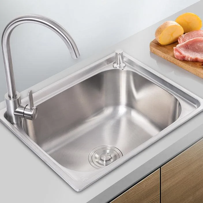 Scratchproof Kitchen Sink Stainless Steel 1 Holes Drop-In Kitchen Sink Only -Bathlova