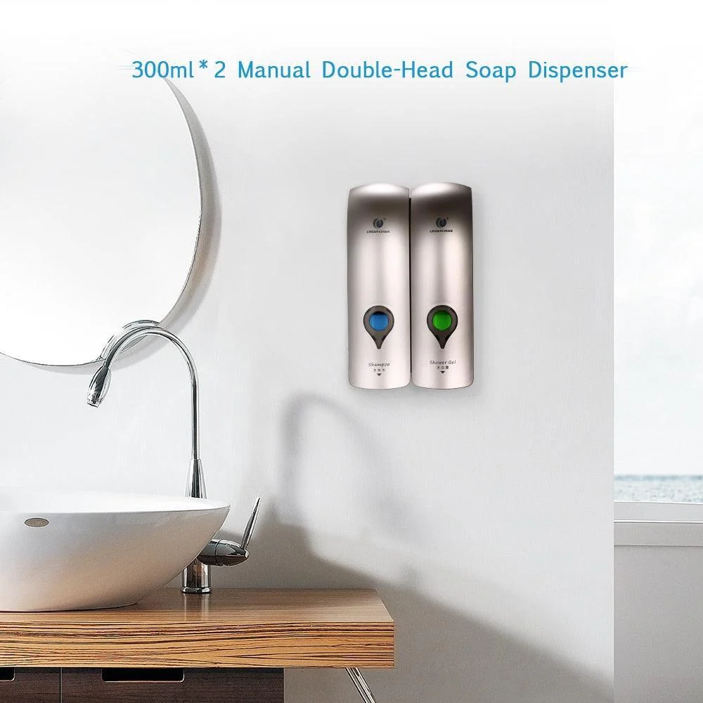 Self Adhesive Wall Mounted Manual Bathroom Liquid Soap Dispenser -Bathlova