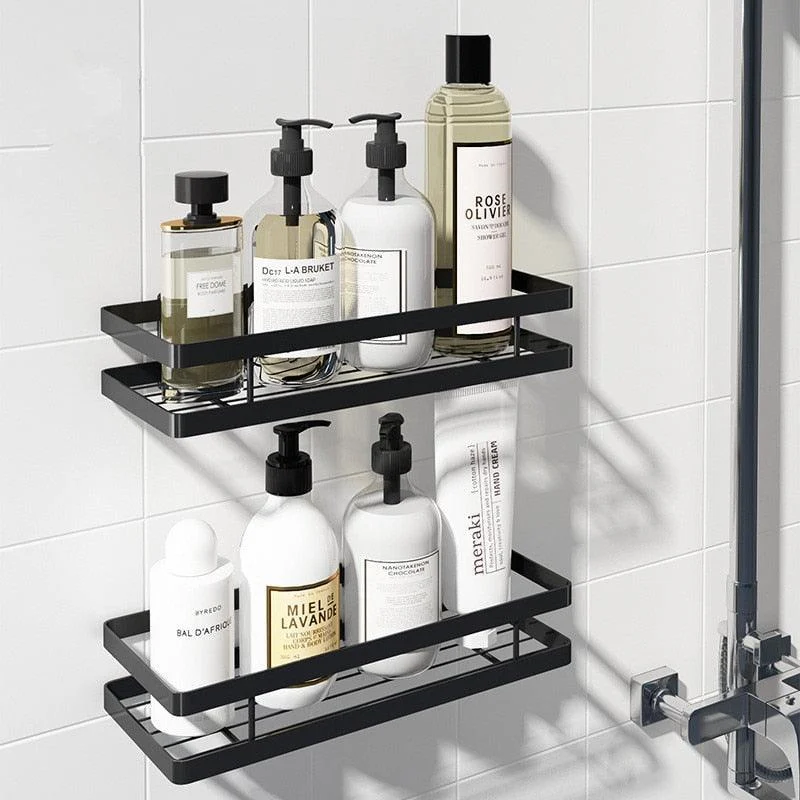 Shelf Bathroom Storage Holder Bath Shower Shelf Black Holder Basket -Bathlova