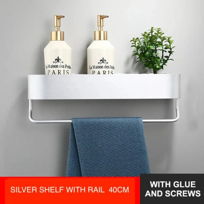 Shelf Rack Wall Mounted Shelves Bath Towel Holder Shower Storage Basket -Bathlova