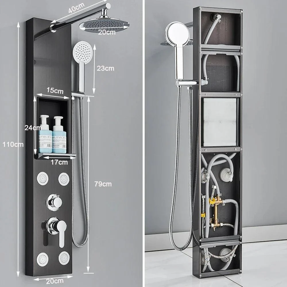 Shower Panel Column Waterfall Shower Head Massage Jets Shower Tap -Bathlova