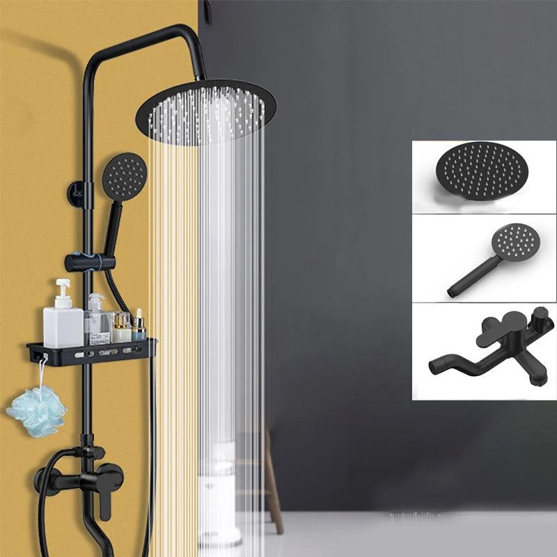 Shower Set Adjustable Spray Pattern Black Wall Mount Shower Hose Shower Set -Bathlova