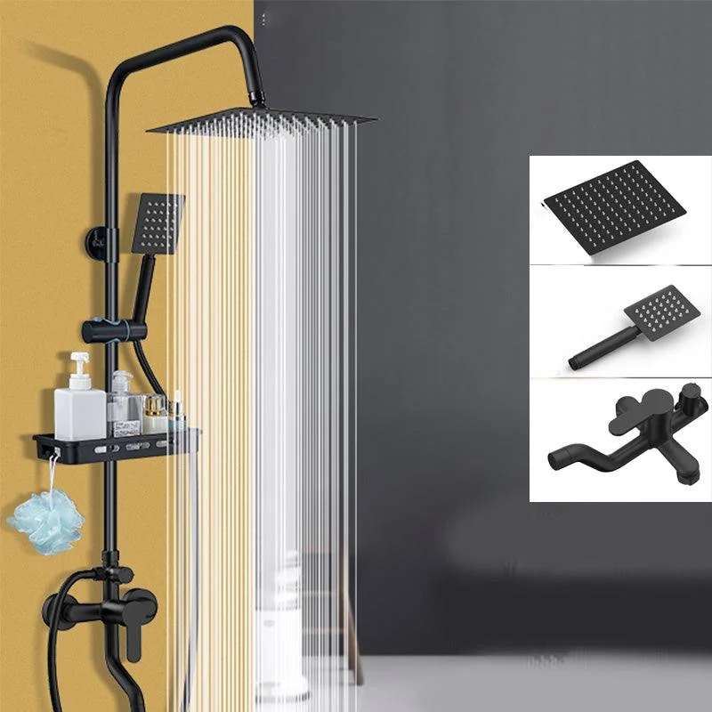 Shower Set Adjustable Spray Pattern Black Wall Mount Shower Hose Shower Set -Bathlova