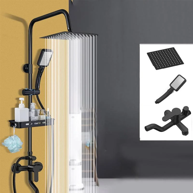 Shower Set Adjustable Spray Pattern Black Wall Mount Shower Hose Shower Set -Bathlova