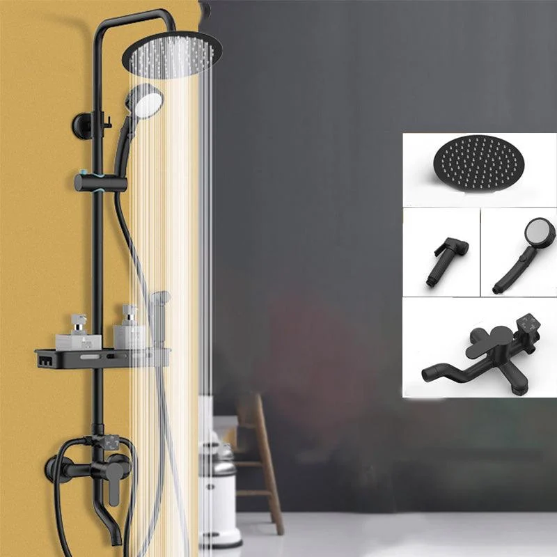 Shower Set Adjustable Spray Pattern Black Wall Mount Shower Hose Shower Set -Bathlova