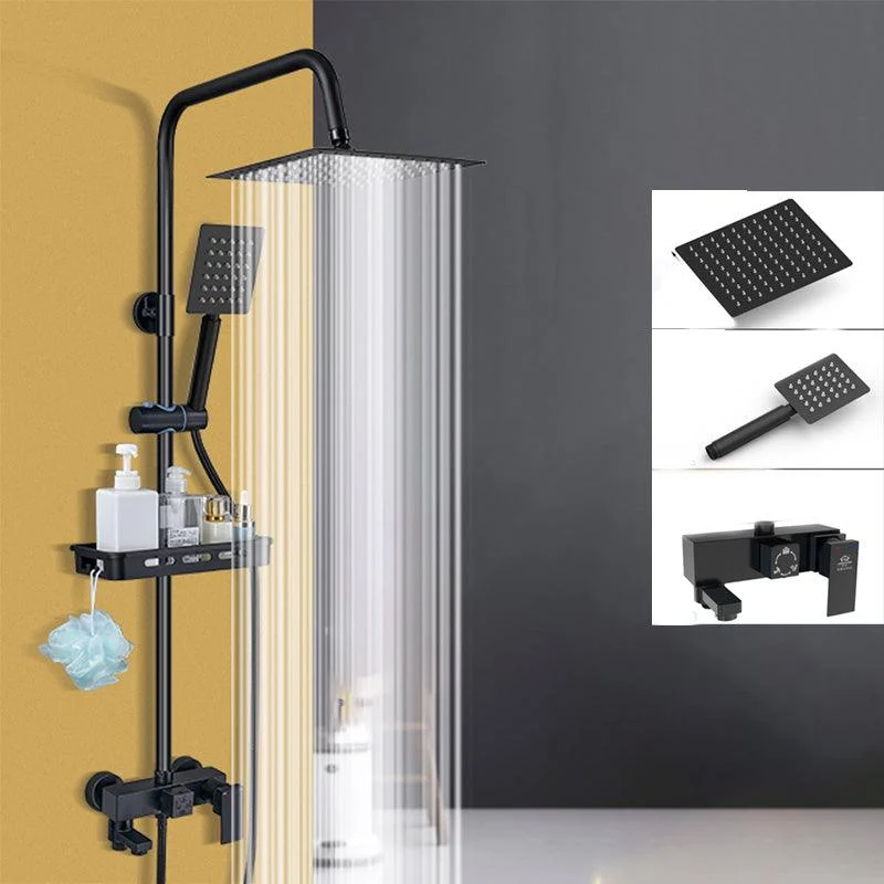 Shower Set Adjustable Spray Pattern Black Wall Mount Shower Hose Shower Set -Bathlova