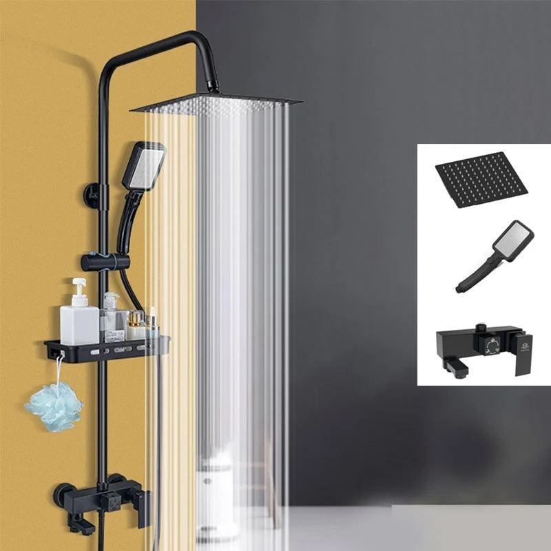 Shower Set Adjustable Spray Pattern Black Wall Mount Shower Hose Shower Set -Bathlova