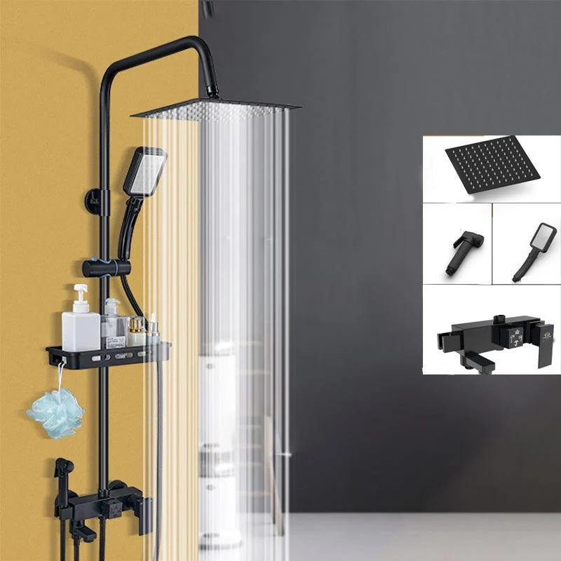 Shower Set Adjustable Spray Pattern Black Wall Mount Shower Hose Shower Set -Bathlova