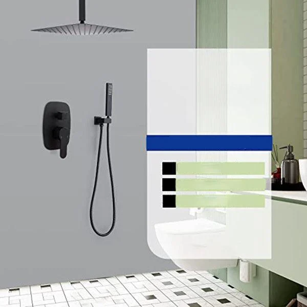 Shower Set Brass Modern Ceiling Mounted Dual Shower Head Square Swivel Shower System -Bathlova