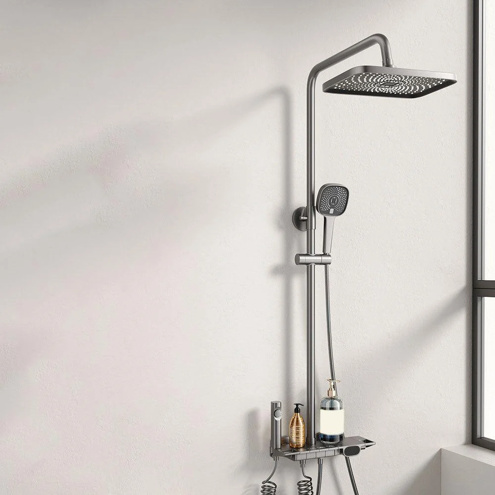 Shower Set Grey Shower Arm Swivel Showerhand Wall Mounted Shower Set -Bathlova