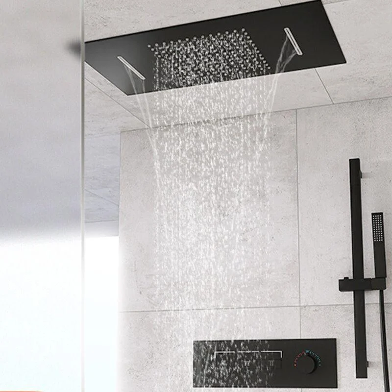 Shower Set into The Wall Concealed Waterfall Thermostatic Shower Set Full Copper -Bathlova