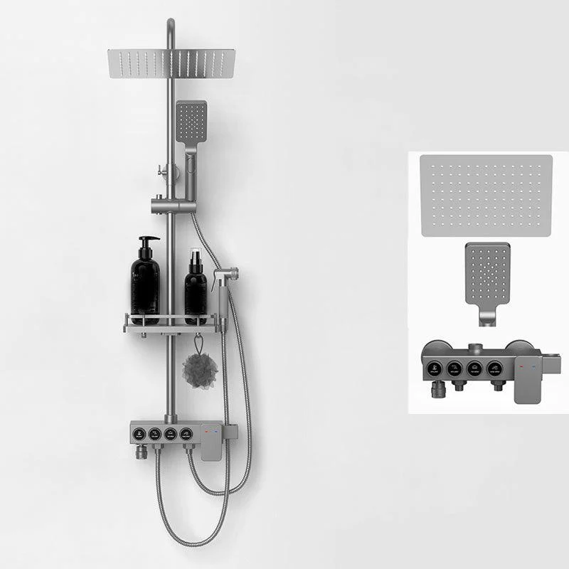 Shower Set Wall Mounted Lever Handle Shower Hose Handshower Square Shower Set -Bathlova