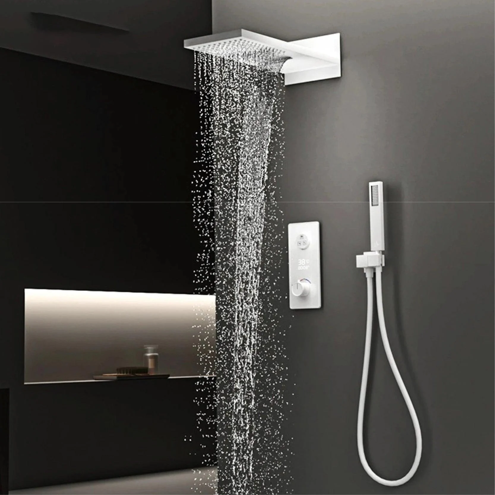 Shower Set With Led Digital Display Design Wall Mounted Bathroom Tap -Bathlova