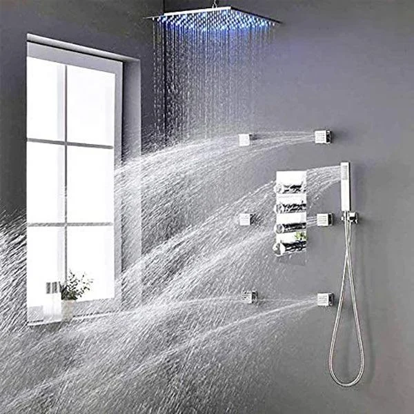 Shower System Ceiling Mounted Massage Jets Square Rain Shower Head Shower Trim -Bathlova