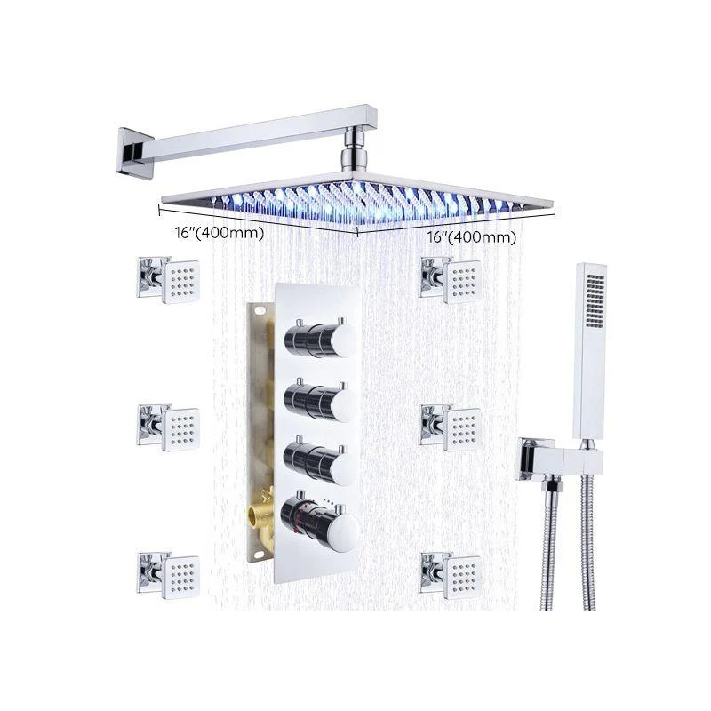 Shower System Ceiling Mounted Massage Jets Square Rain Shower Head Shower Trim -Bathlova