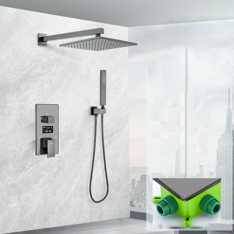 Shower System Grey Swivel Square Ceiling Mount Brass Modern Lever Handle Shower Set -Bathlova