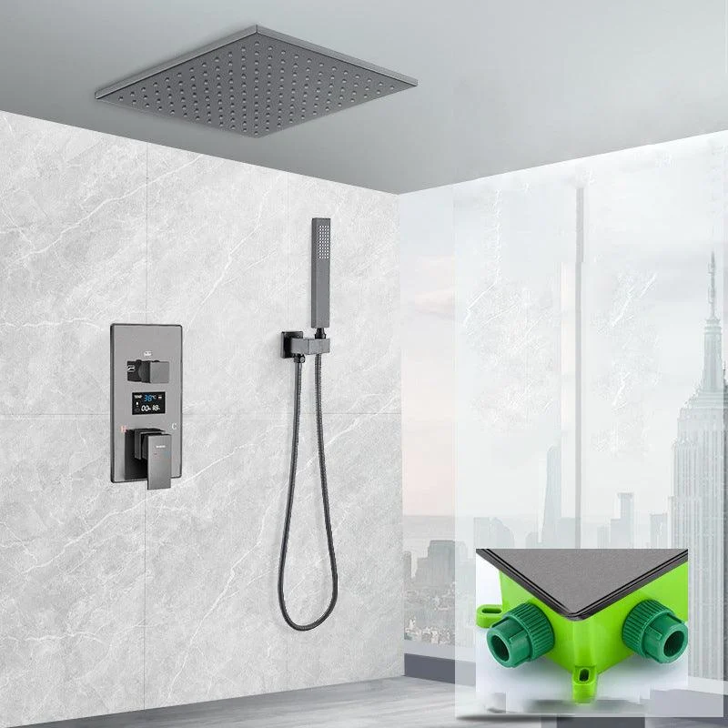 Shower System Grey Swivel Square Ceiling Mount Brass Modern Lever Handle Shower Set -Bathlova