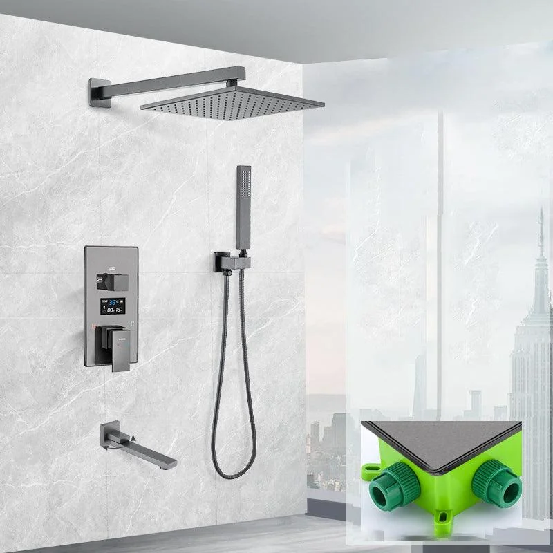 Shower System Grey Swivel Square Ceiling Mount Brass Modern Lever Handle Shower Set -Bathlova