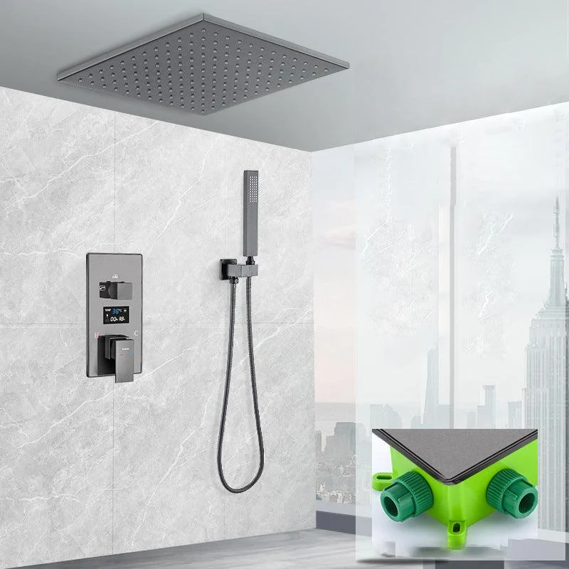 Shower System Grey Swivel Square Ceiling Mount Brass Modern Lever Handle Shower Set -Bathlova