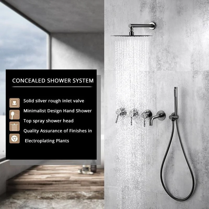 Shower System Set Wall Mount Rainfall Shower Brass Bathtub Mixer Tap -Bathlova