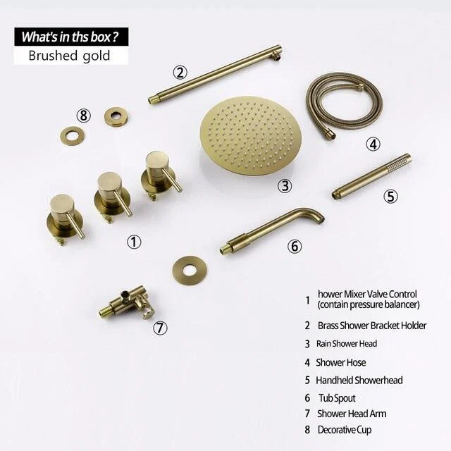 Shower System Set Wall Mount Rainfall Shower Brass Bathtub Mixer Tap -Bathlova