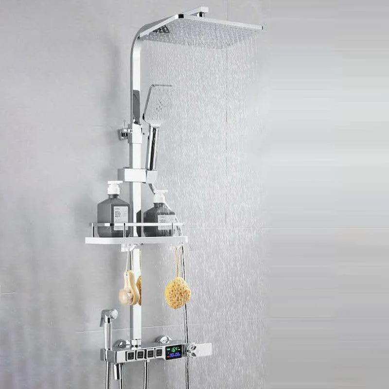 Shower System Square Rain Jet Massage Adjustable Spray Pattern Wall Mounted Shower Trim -Bathlova