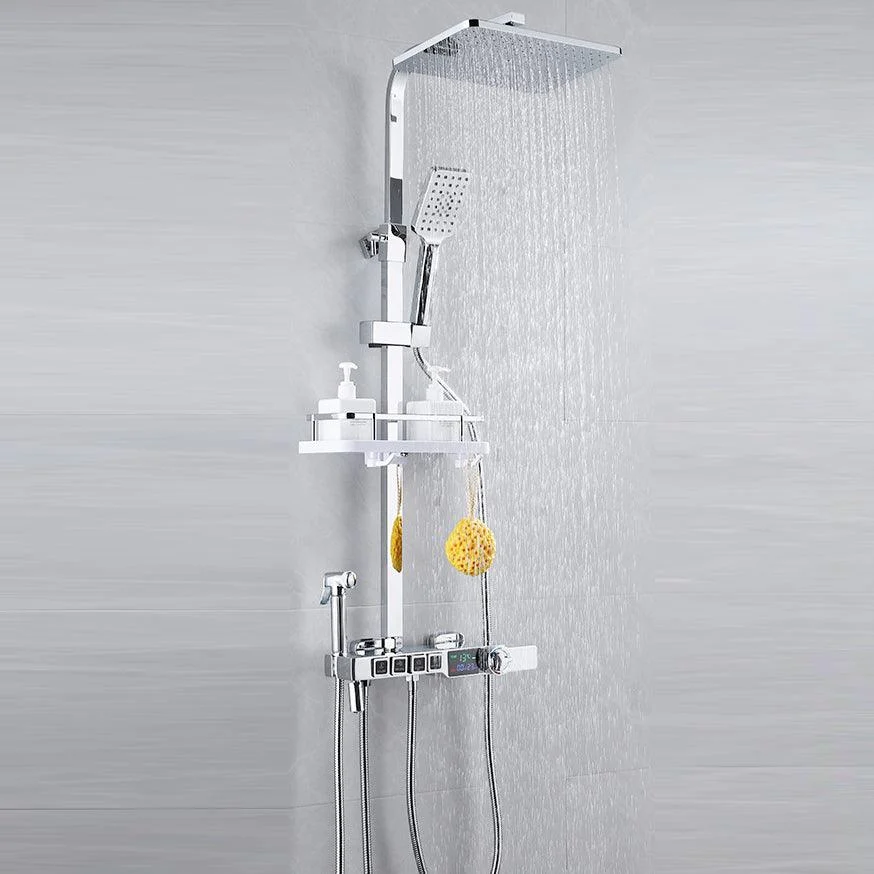 Shower System Square Rain Jet Massage Adjustable Spray Pattern Wall Mounted Shower Trim -Bathlova