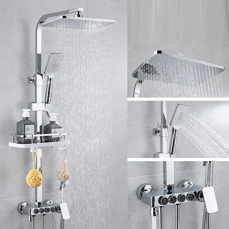 Shower System Square Rain Jet Massage Adjustable Spray Pattern Wall Mounted Shower Trim -Bathlova