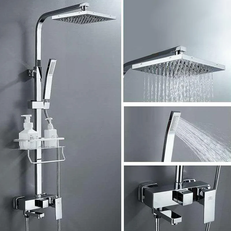 Shower System Square Rain Jet Massage Adjustable Spray Pattern Wall Mounted Shower Trim -Bathlova