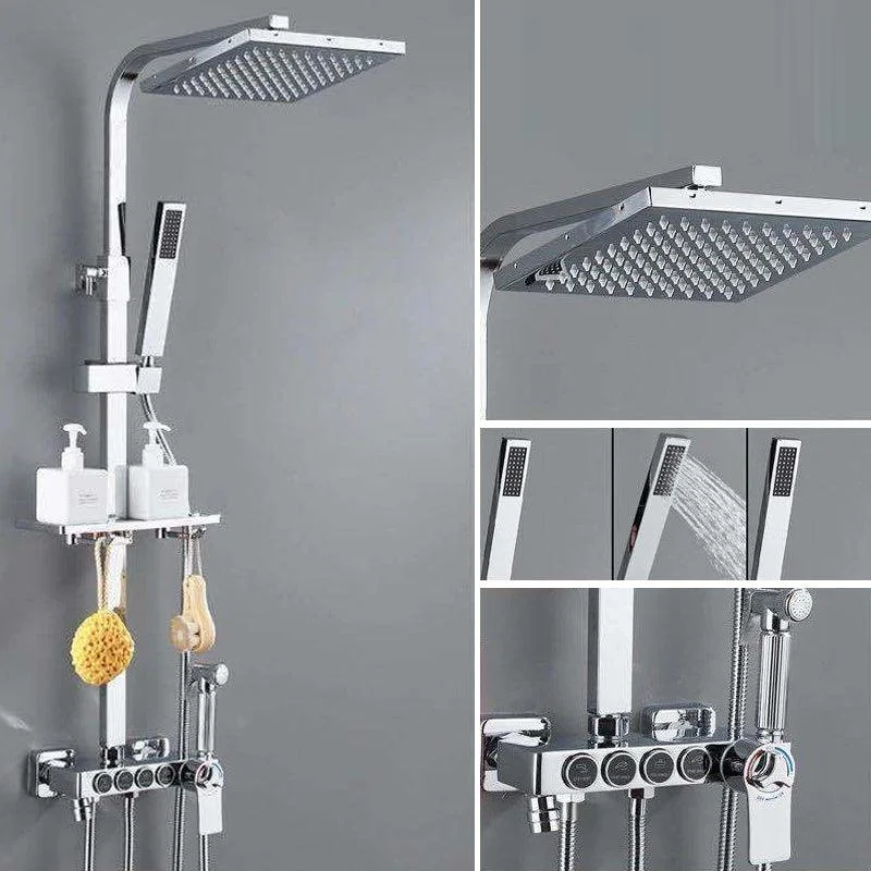 Shower System Square Rain Jet Massage Adjustable Spray Pattern Wall Mounted Shower Trim -Bathlova