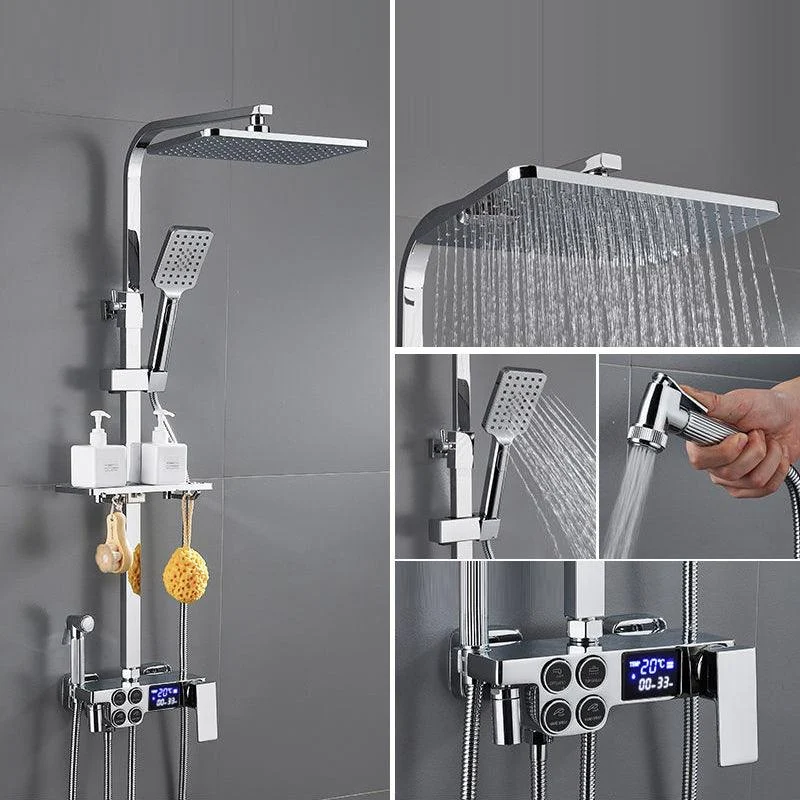 Shower System Square Rain Jet Massage Adjustable Spray Pattern Wall Mounted Shower Trim -Bathlova