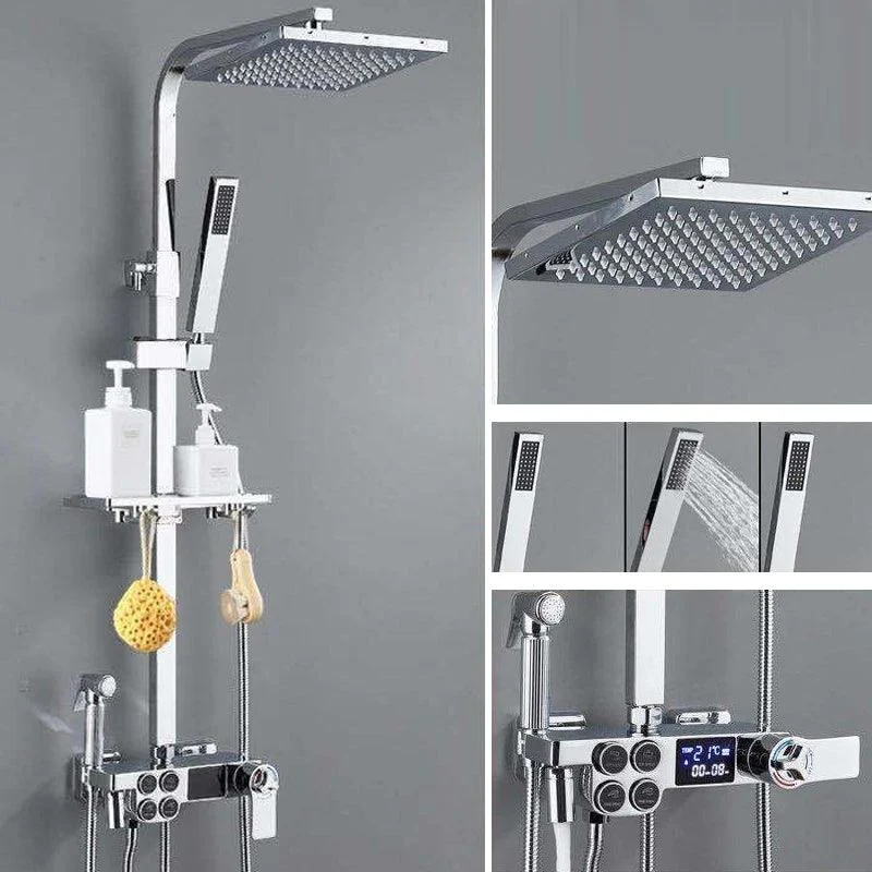 Shower System Square Rain Jet Massage Adjustable Spray Pattern Wall Mounted Shower Trim -Bathlova