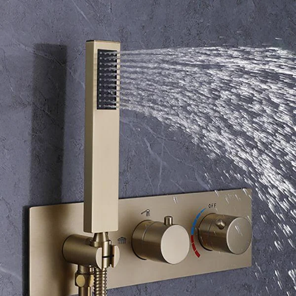 Shower System Square Rain Massage Handheld Shower Wall Mounted Shower Head -Bathlova