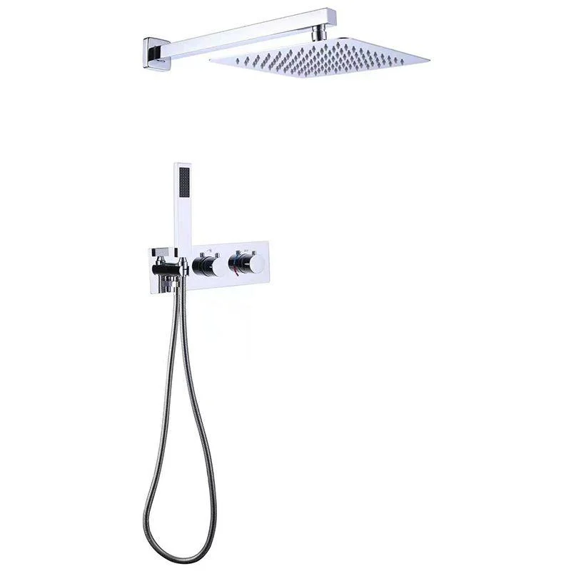 Shower System Square Rain Massage Handheld Shower Wall Mounted Shower Head -Bathlova